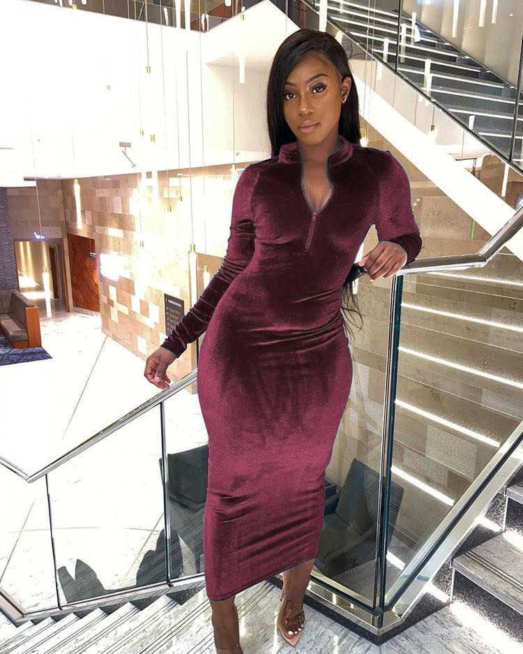 Wholesale Women's Velvet Suede Tight Dress(CL8336)