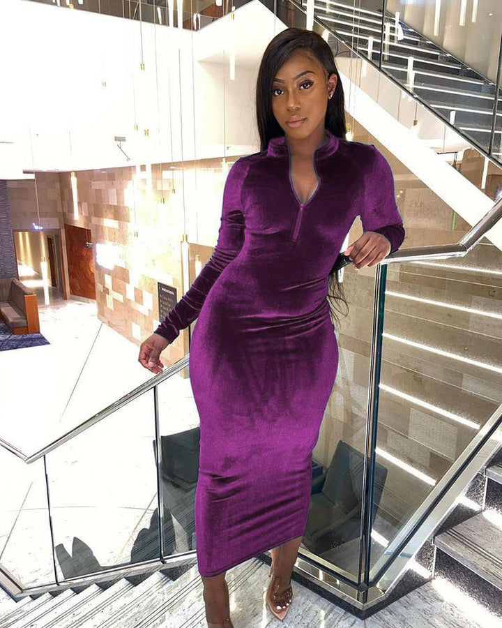 Wholesale women's velvet suede tight dress(CL8336) – Helarocky Wholesale women's velvet suede tight dress(CL8336) – Helarocky