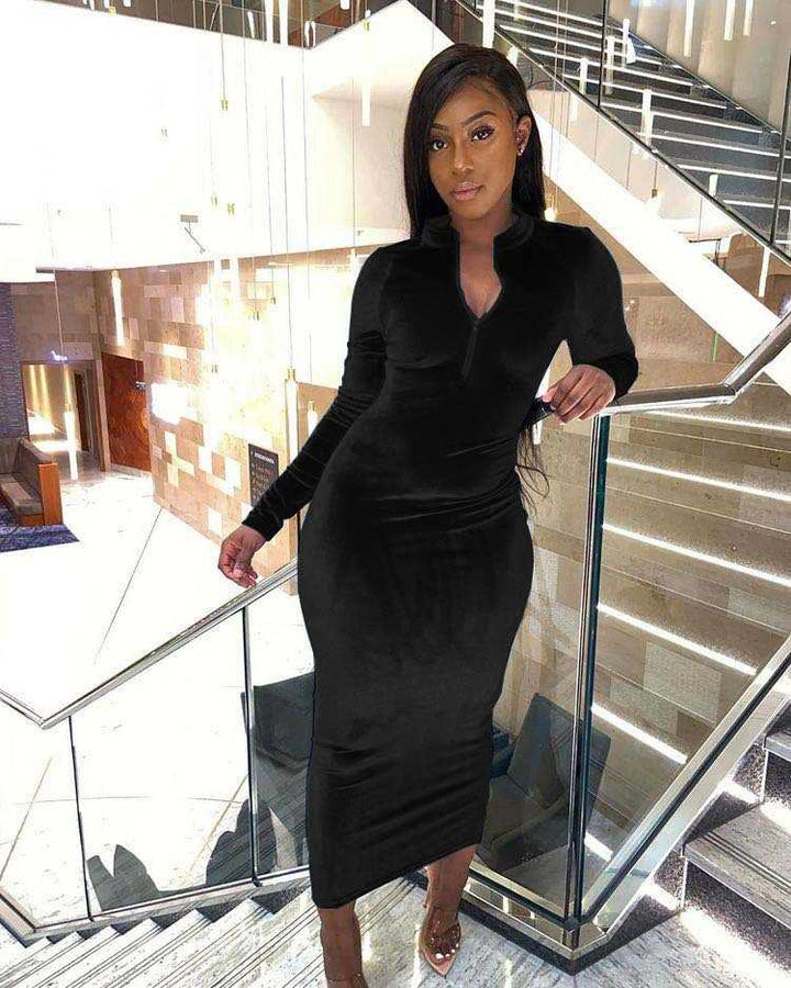 Wholesale women's velvet suede tight dress(CL8336)  Helarocky